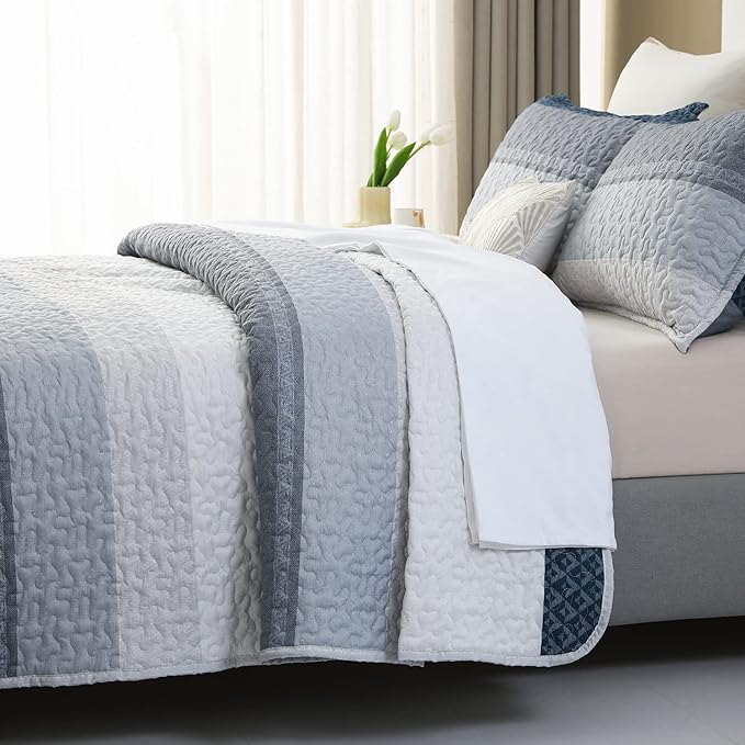 DURLENGEN Quilt Set King Size 3Pcs, Soft Microfiber Lightweight Bedspread - Image 2