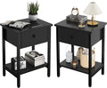 Nightstands Set of 2 with Drawers, Bedside Table Set of 2 with Storage Shelf by CALERTAINDirect
