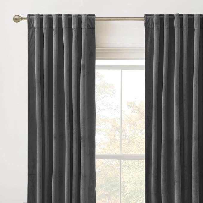 RYB HOME Velvet Curtains 102 inches Long, Extra Long High Ceiling Curtains | - Image 2