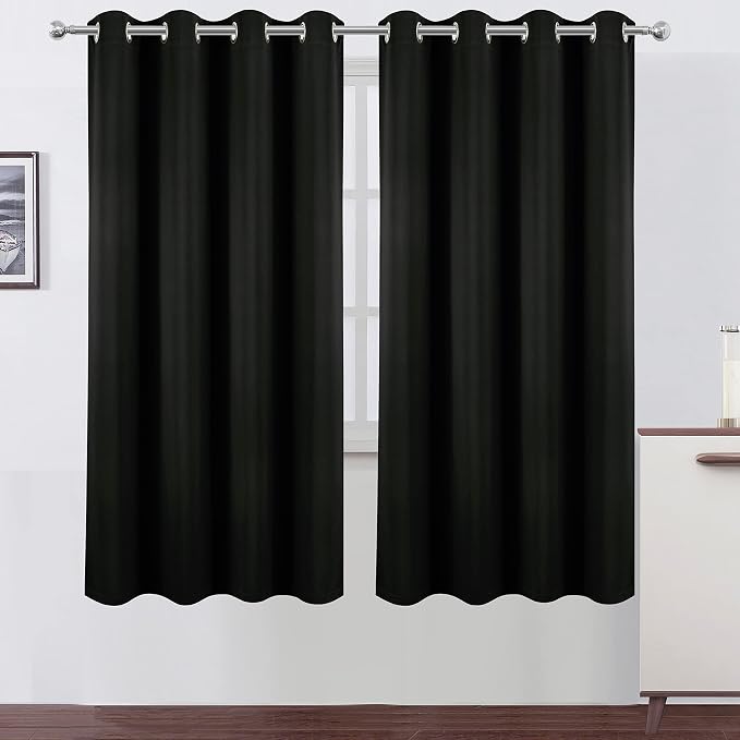100% Blackout Curtains 52 x 72 Inch/Black Curtains 2 Panels - Image 2