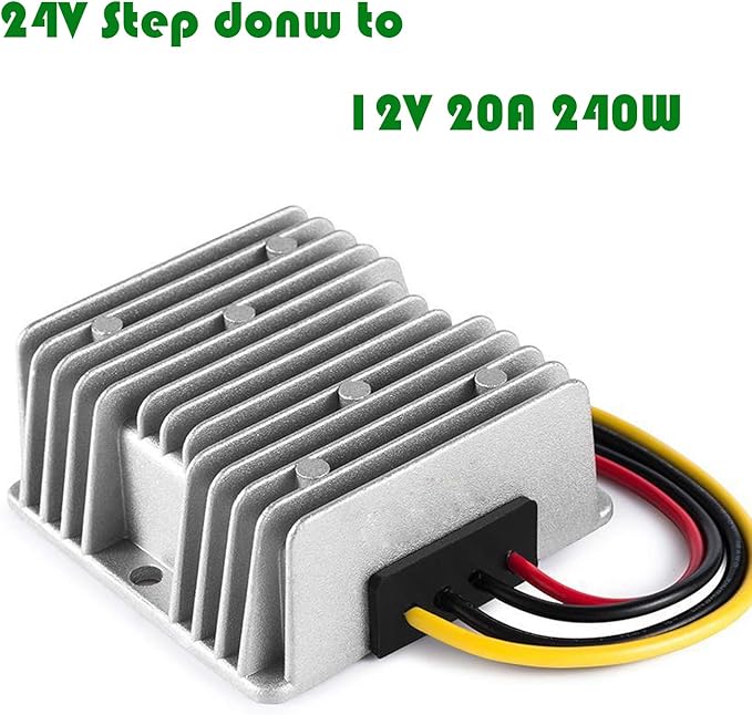MGGi Voltage Buck Converter Regulator DC 24V to DC 12V 20A 240W Waterproof Power Transformer, Voltage Reducer, High-Power Power Supply Module Buck Transformer, for Golf Cart, Forklifts, Car