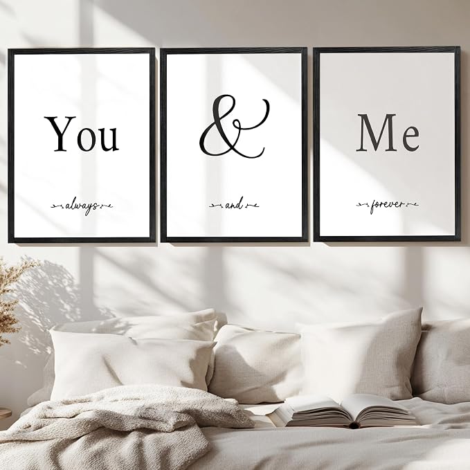 Houmury Set of 3 Framed Wall Decor Farmhouse Wall Art You & Me Always and - Image 2