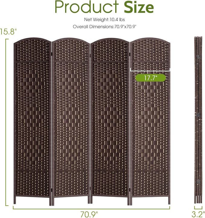 FDW | 4-Panel Folding Room Divider | 6ft, Living Room - Image 3