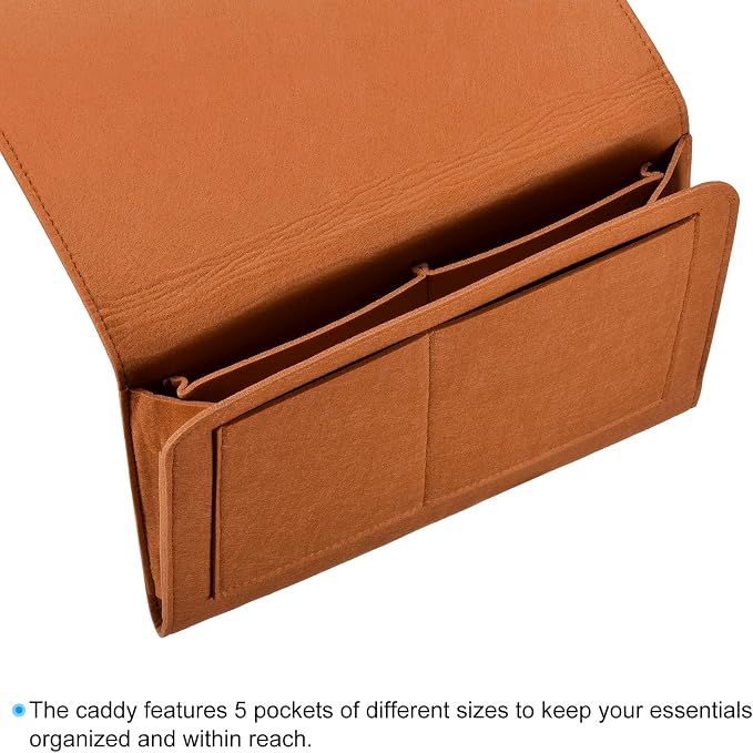 PATIKIL 13in Bedside Caddy, Bed Caddy Bedside Organizer Hanging 5 Pocket Soft - Image 3