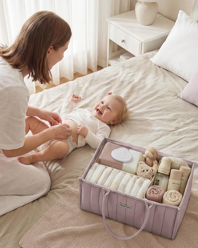 Blissful Diary Baby Diaper Caddy Organizer, Stylish Storage Basket - Image 6
