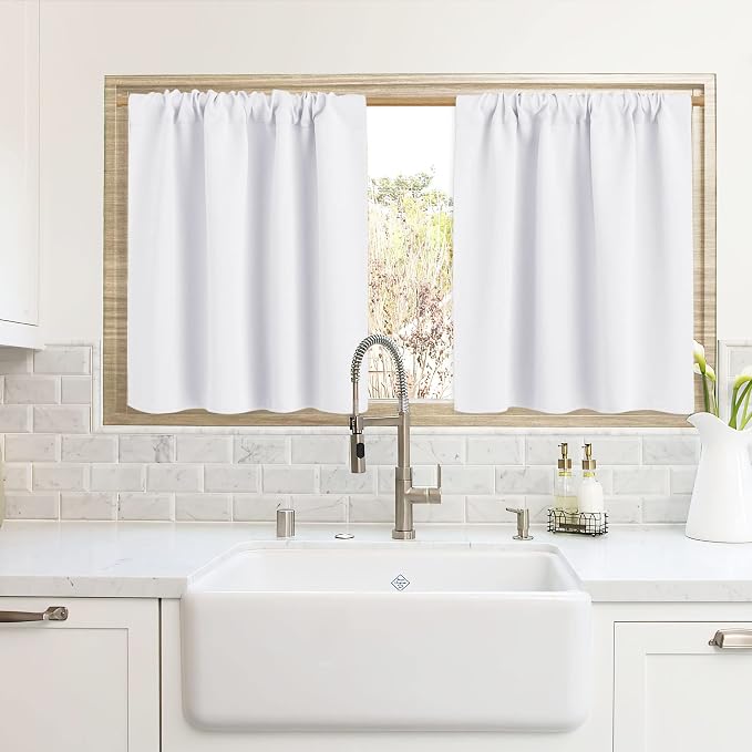RYB HOME Cafe Curtains 24 inch Length, Mini RV Curtains by RYBHOME