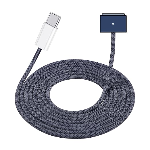ZeitNah Upgraded USB-C to Magnetic Charging Cable for MacBook Pro/Air (2021-2025), 140W Fast Charging, 6.6ft Braided Replacement Power Cord for MacBook Charger, Midnight