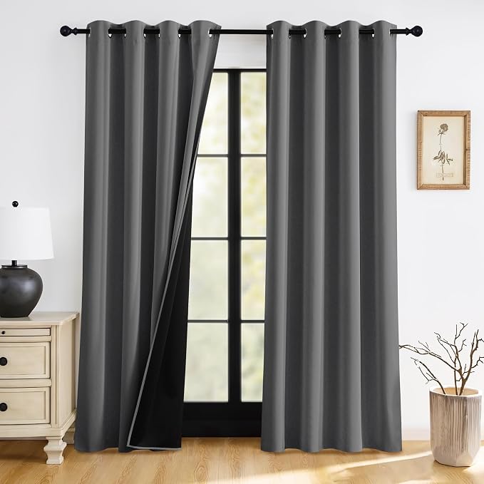 RYB HOME 100% Blackout Grey Curtains by RYBHOME