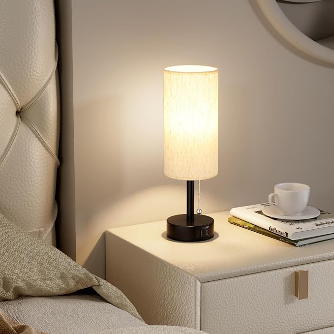 Cream Bedside Table Lamps Set of 2 - Image 5