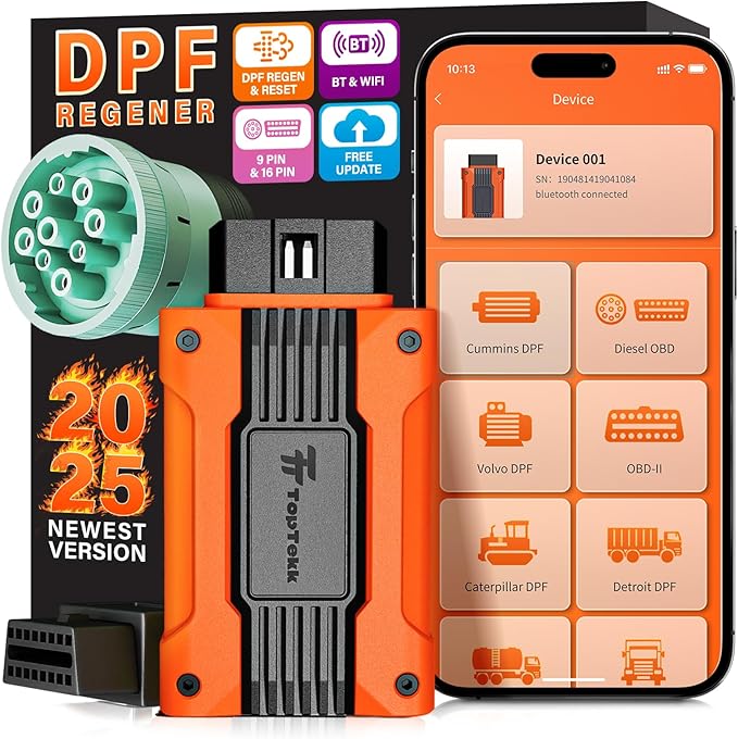 TopTekk Regen Device and DPF Condition Detection, Compatible with Detroit Engines, Advanced Error Code Clearing and Regeneration