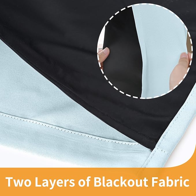 YoungsTex 100% Blackout Curtains 54 Inch Length 2 Panels, Room Darkening Drapes - Image 9
