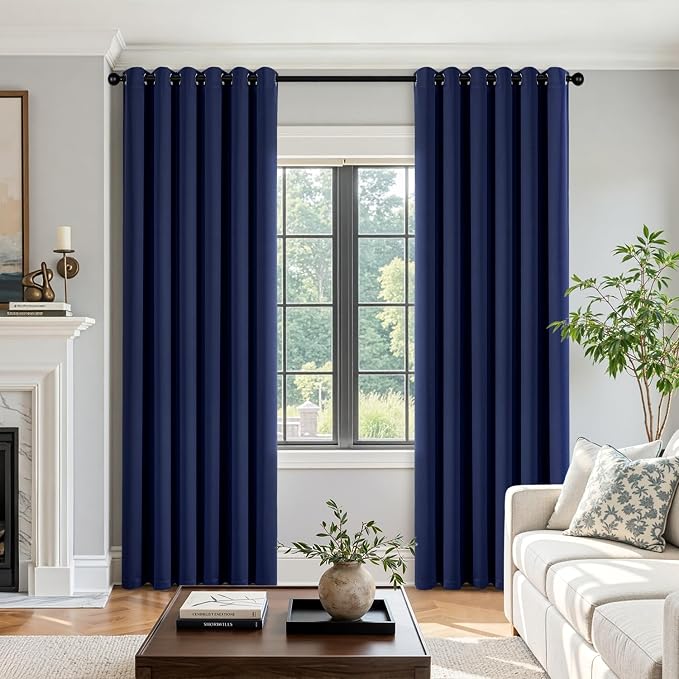 Navy Blue Blackout Curtains for Bedroom Living Room W40 x L84 Inch | 84 Inch - Image 5