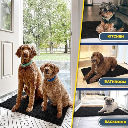 Muddy Mat® Shown on TV – Super Absorbent Door Mat Indoor, Microfiber Quick Dry Chenille Entryway Rug, Non-Slip Front Door Mat, Indoor Mats for Entryway, Machine Washable Pet Rug, Black 24"x36"