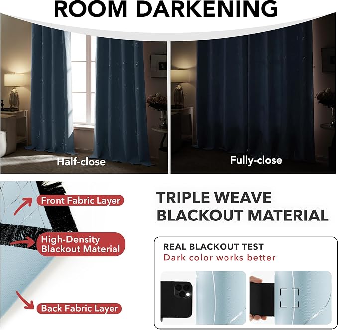 Deconovo Curtains for Living Room, Pattern Blackout Curtains 96 Inches Long | - Image 6