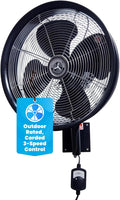 HydroMist F10-14-011 18 Inch Mounting Bracket Outdoor Oscillating Fan, Black