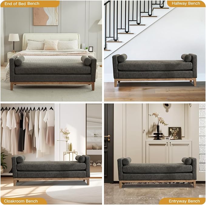 65.6" End of Bed Bench Vegan Leather - Image 6
