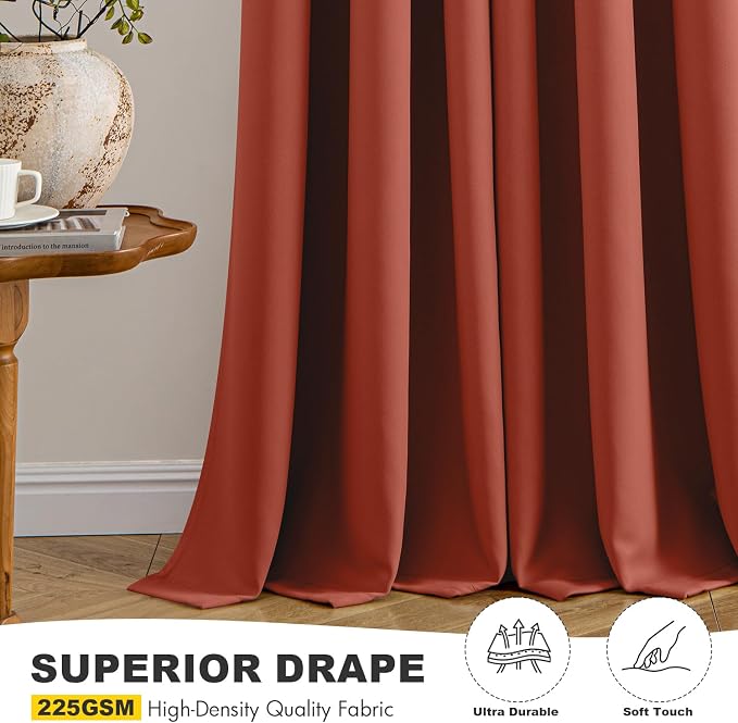 MIULEE Fall Blackout Curtains for Bedroom 2 Panel 40"x45" Long Burnt Orange | - Image 5