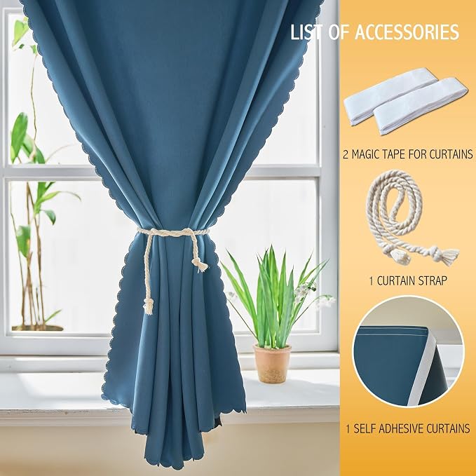 JILRON Adhesive Curtain 100% Blackout No-Drill Easy Install - Image 4