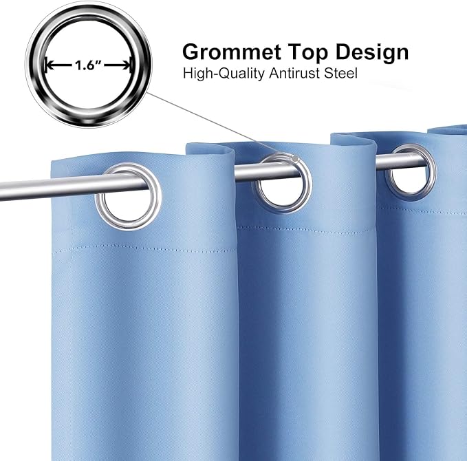 ChrisDowa Room Divider Curtains Long Sliding Door Curtain, Sky Blue | 100W x - Image 3