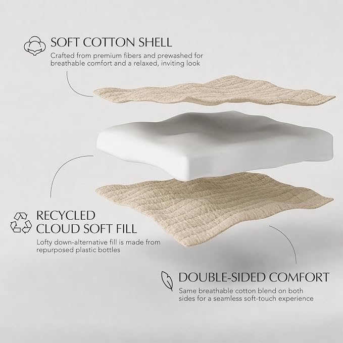 EVERGRACEHOME Cotton Gauze Matelassé Coverlet, King Size, Soft Oat | Ultra Soft - Image 9