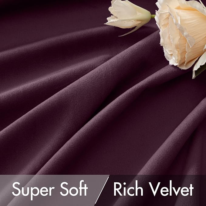 MIULEE Dark Purple Velvet Curtains 52x84 inches Luxury Blackout Curtains | - Image 4