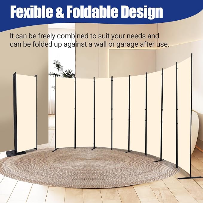 8 Panel Folding Privacy Screen, 14.67ft Wide Partition Room Dividers Panel | - Image 5