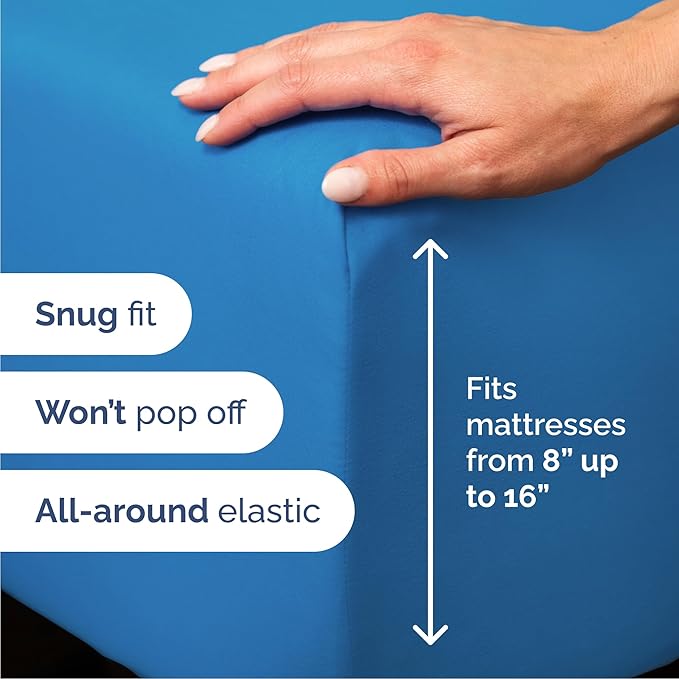 Cal King 6 Piece Sheet Set - Cooling & Breathable - Hotel Luxury Bedding, Includes Fitted Sheet for Women, Men, Kids and Teens - 1 Flat, 1 Fitted Sheet, 4 Pillowcases with Deep Pockets - Royal Blue