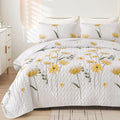 Dinjoy Twin Quilt Set, 2 Pieces Yellow Floral Bedspread Bedding Set | Mustard by DINJOY