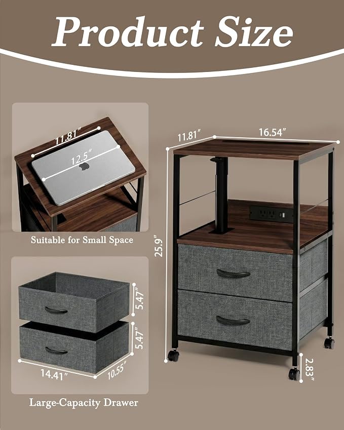 Faesun Swivel Lift Top Nightstand - Image 2