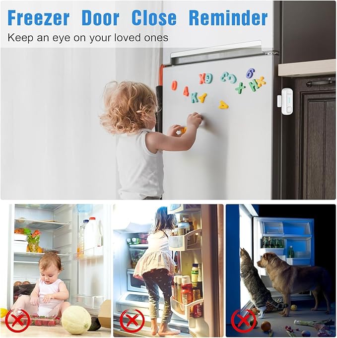 Daytech Freezer Door Alarm with Adjustable 0 to 120dB Volume, 4 Sets White