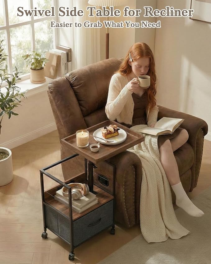 Faesun Swivel Lift Top Nightstand - Image 5
