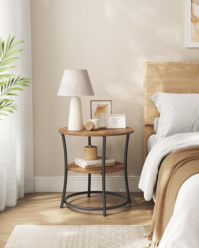 VASAGLE 21.7-Inch Round Side Table, 2-Tier End Table | Nightstand - Image 2