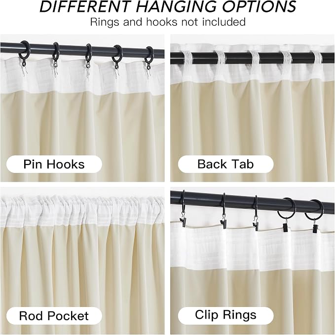 RYB HOME Beige Velvet Curtains 72 inches - Image 4
