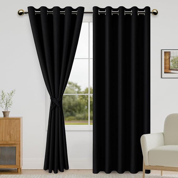 DWCN Black Blackout Curtains for Bedroom by DWCN
