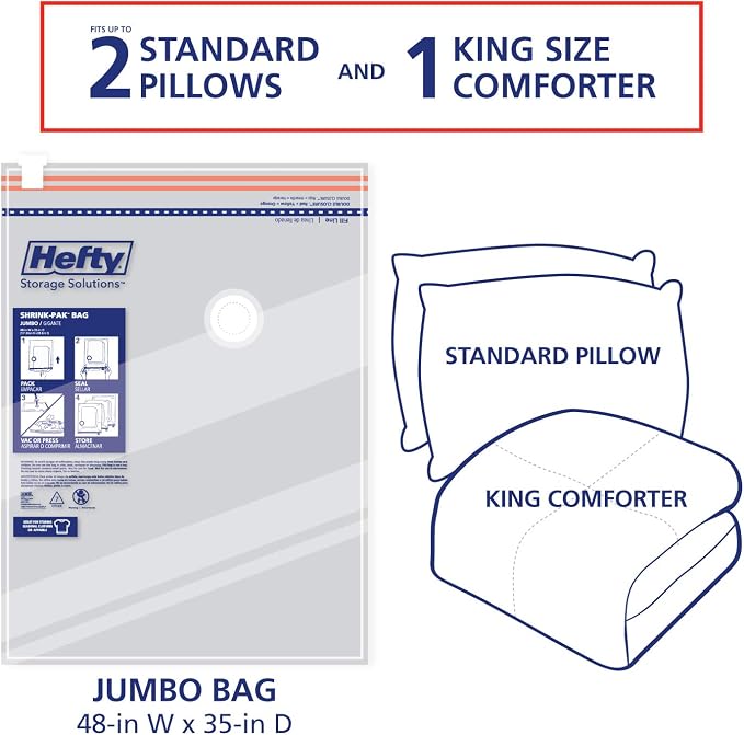 Space Bags Vacuum Storage Bags for Bedding Jumbo Compression 3 Pack Clear for - Image 6