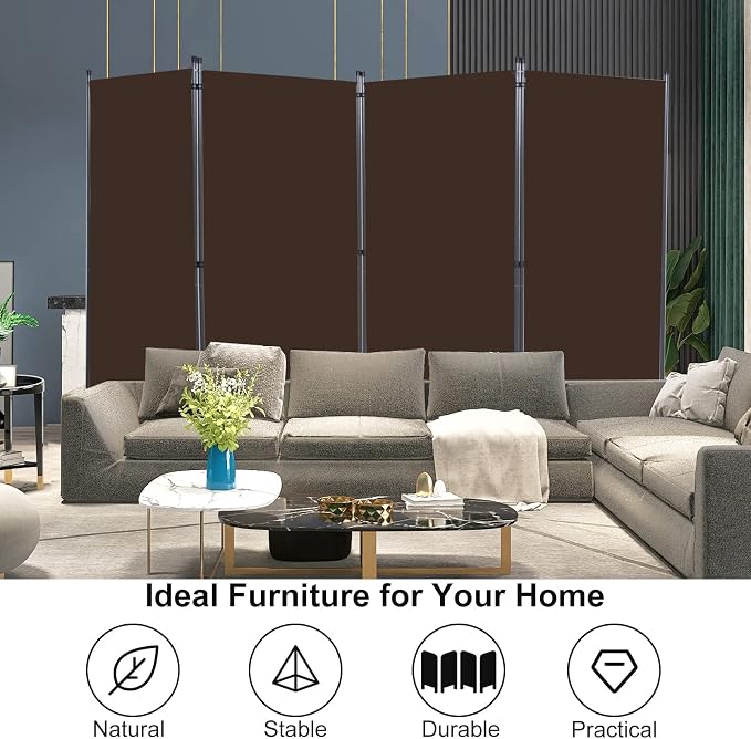 4 Panel Folding Room Divider, Sturdy Frame Freestanding Wall Divider | - Image 2