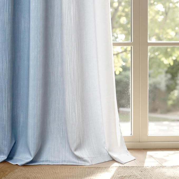 MIULEE Stone Blue and Greyish White Ombre Blackout Curtains 52Wx63L | Full Room - Image 9