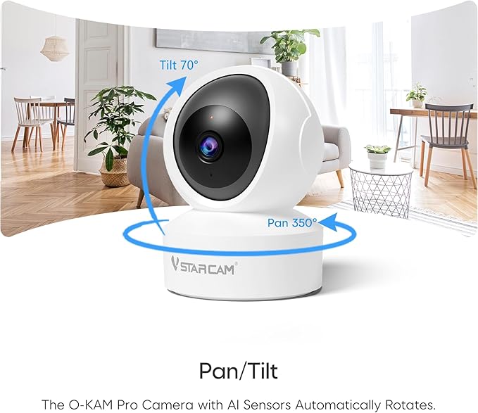 VSTARCAM Room Camera, 2K QHD Camera for Room with 5X Zomm, 360° Pan-Tilt, Color Night Vision, Motion Detection, Real-time Alerts, 2-Way Audio, Works with Alexa, Cloud & SD Card Storage(up to 256GB)