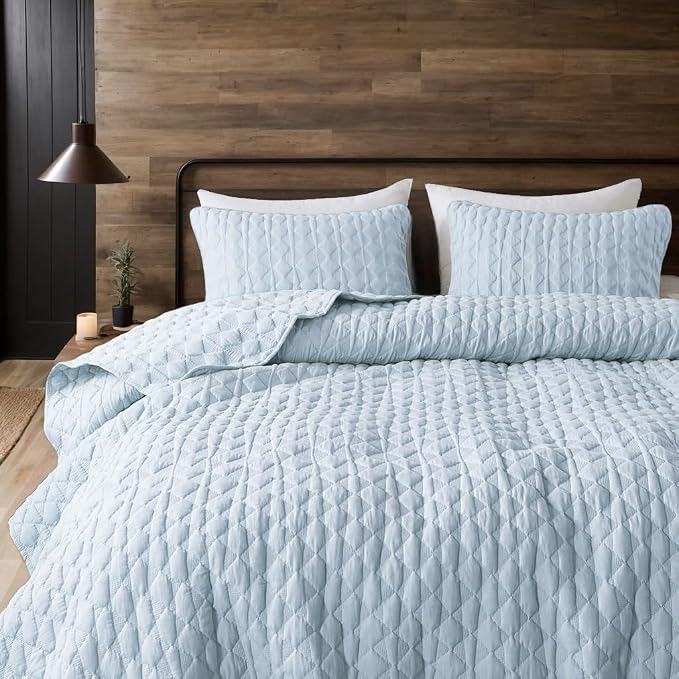 WDCOZY Light Blue Quilt Twin Size Bedding Set - Image 8