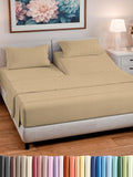 Split Head King Sheet Set – 4 Piece Flex Split Top King Sheets for Adjustable Beds - Fits 14” to 16" Mattress w/ Deep Pockets - Breathable & Cooling - Luxury Bedding and Wrinkle Free - Heathered Tan