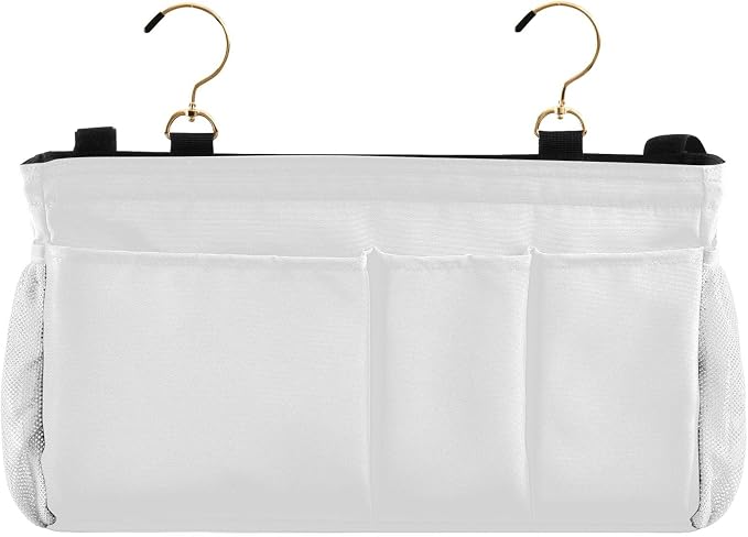 DOMIKING White Bedside Caddy for Dorm Bed Recliner Armrest Organizer - Image 2