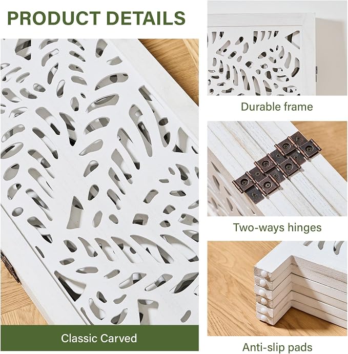 Leaf-Carved Room Divider Privacy Screen - Image 2