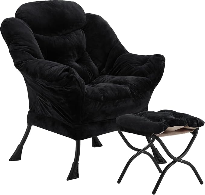 Youtanic Lazy Chair with Folding Ottoman, Accent Chair Plush Upholstered with by Youtanic