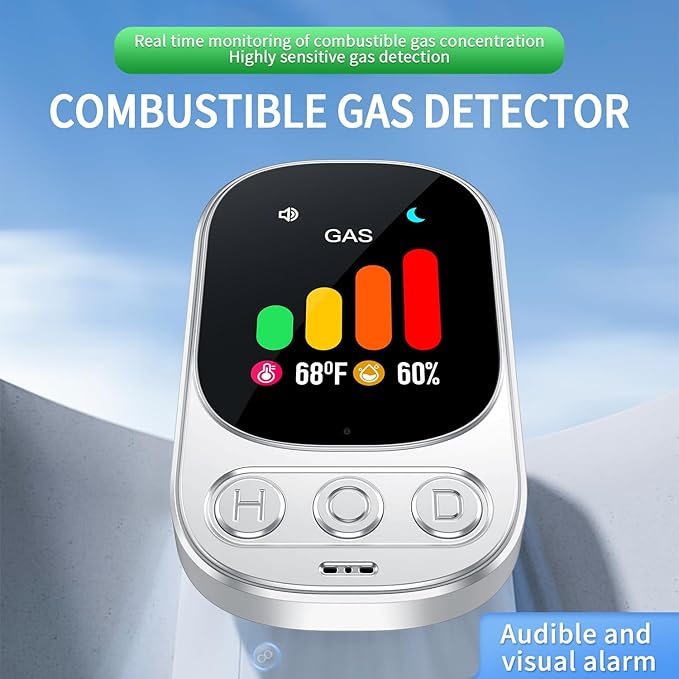 3-in-1 Natural Gas Leak Detector, Propane, Methane, Butane & LPG – Plug-in Digital Alarm with 85 dB Audio Alarm, HD Screen Display- Hotel and Travel Safety, RV, Home