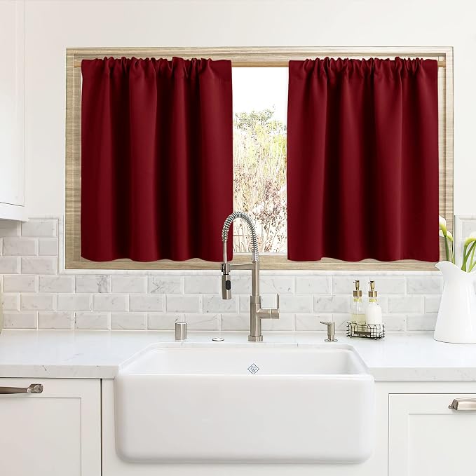 RYB HOME Cafe Blackout Curtains 24 inch Length by RYBHOME