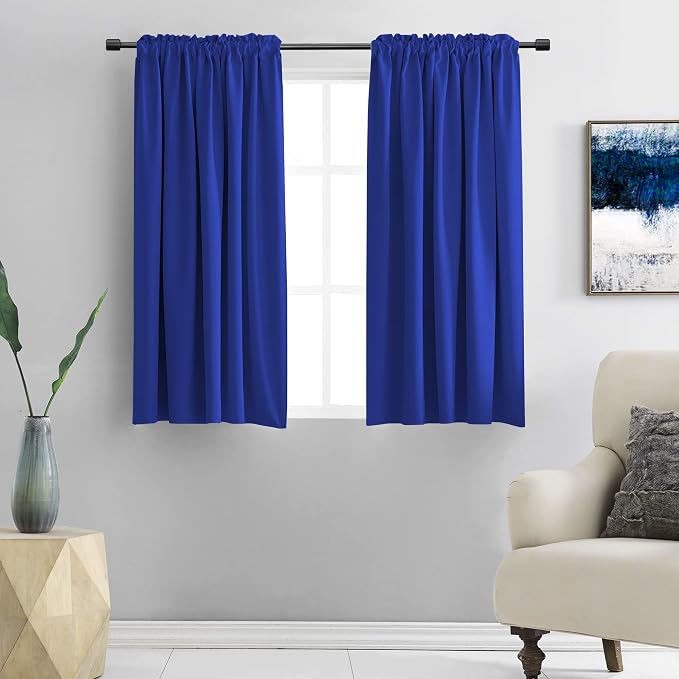 54 Inch Length Royal Blue Blackout Curtain Drapes by DONREN