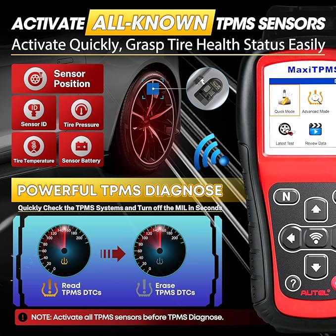 2026 Autel MaxiTPMS TS508WF KIT TPMS Programming Tool, WiFi Ver. of TS508K TS508 TS501 TS601 with 120bucks 4PCS 315 433MHz MX Sensors, Relearn Activiate All Sensor, Clear TPMS DTCs, Lifetime Update
