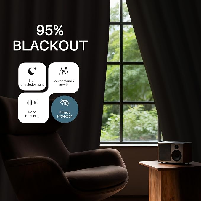 Etherealveil Charcoal Gray Pinch Pleated Blackout Curtains 2P 40"x102" | Back - Image 3