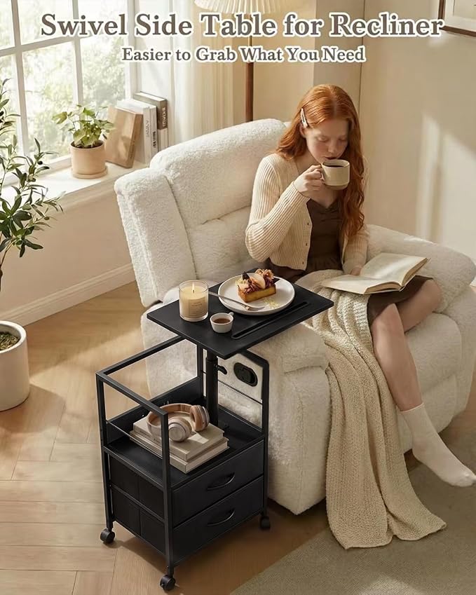 Faesun Swivel Lift Top Nightstand - Image 5
