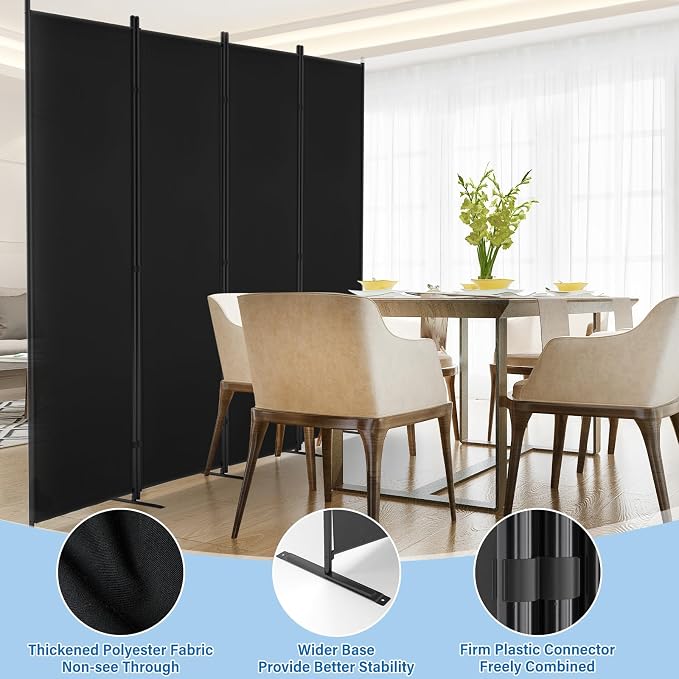 AKTOP 4 Panel Room Divider, Non-See-Through Freestanding Screen - Image 5